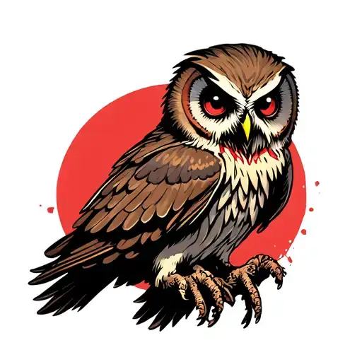 zombie owl flying tattoo design idea