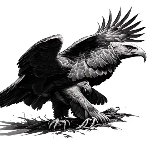 eagle death spiral realism tattoo design idea