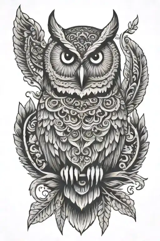 Nordic owl totem pole tattoo design idea