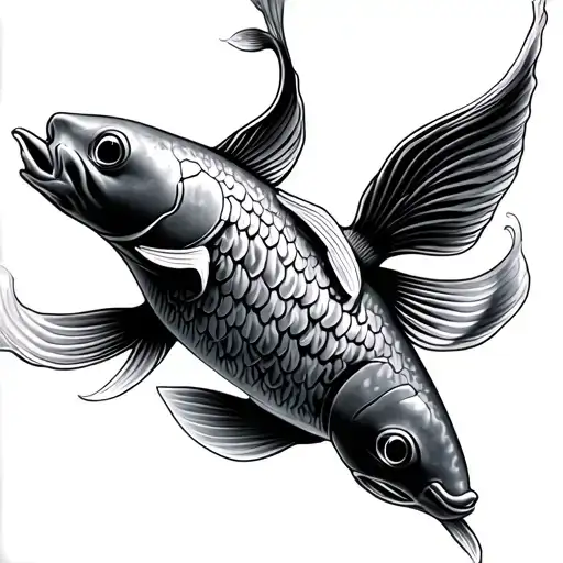 pez koi fish swimming tattoo design idea
