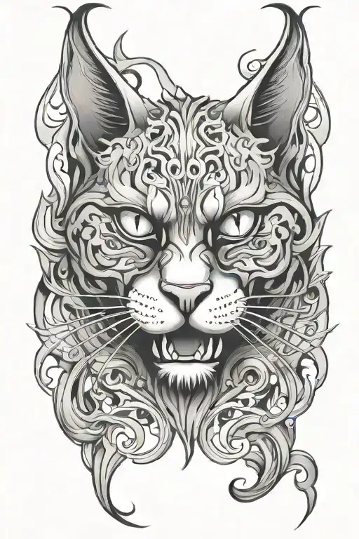 demon cat tattoo design idea