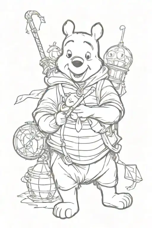 winnie the pooh and harry potter tattoo design idea