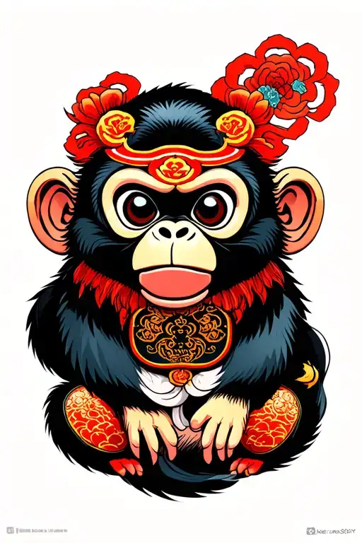 Chinese Monkey tattoo design idea
