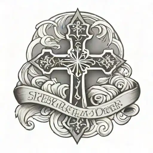 Small cross with dedication for murdered brother tattoo design idea