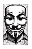 man anonymous mask in his hand tattoo design idea