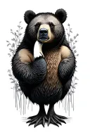 bear with goose tattoo design idea