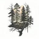 dark forest scene tattoo design idea