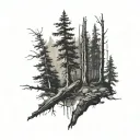 dark forest scene tattoo design idea