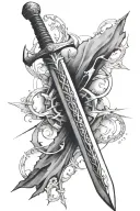 templar sword simple lines tattoo design idea