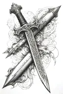 templar sword simple lines tattoo design idea