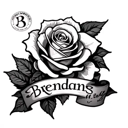 rose tattoo with name on the bettom saying brendans and make the name in a lable so it visabull tattoo design idea