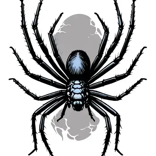 a black widow spider which has its legs spread, thin lines of silk in between the legs forming wings like a butterfly tattoo design idea