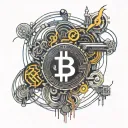 Bitcoin, Cryptocurrency, Crypto, Bitcoin coin, Electronic, Cyber, Wires, Energy, Internet, Bitcoin symbol  tattoo design idea