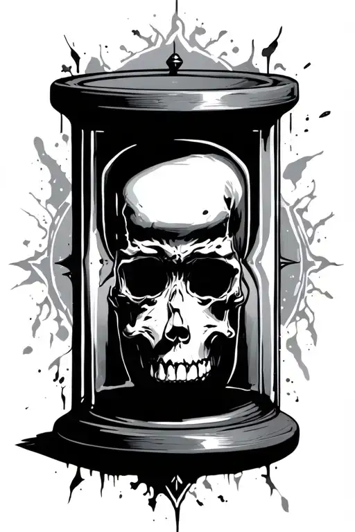 dark hour glass with a skull underneath tattoo design idea
