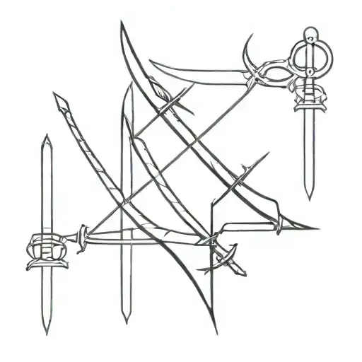 3 swords crossed tattoo design idea
