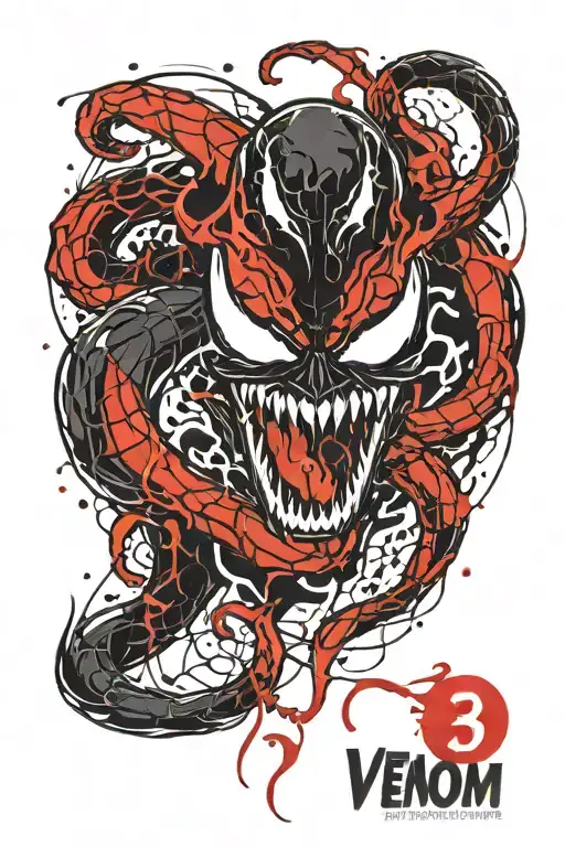 number 3 venom marvel tattoo design idea