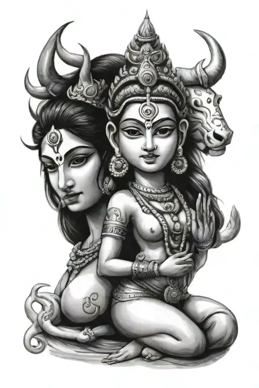 shiva and parvati tattoo design idea