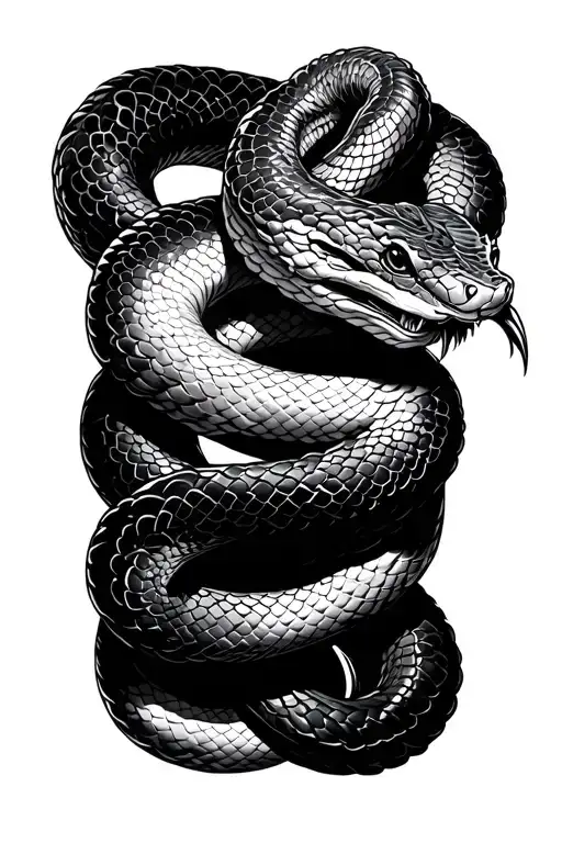 Japanese snake wrapped tattoo design idea