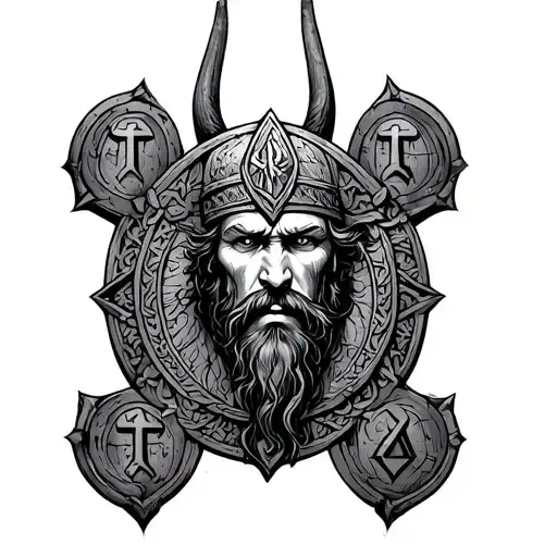 Viking ruins elder futhark with black tattoo design idea