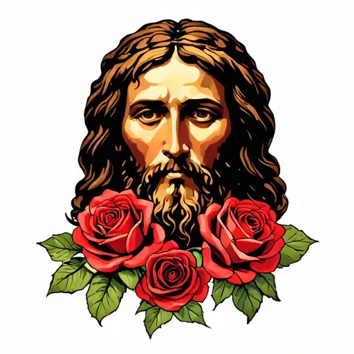 isaiah 41 10, jesus christ, roses tattoo design idea