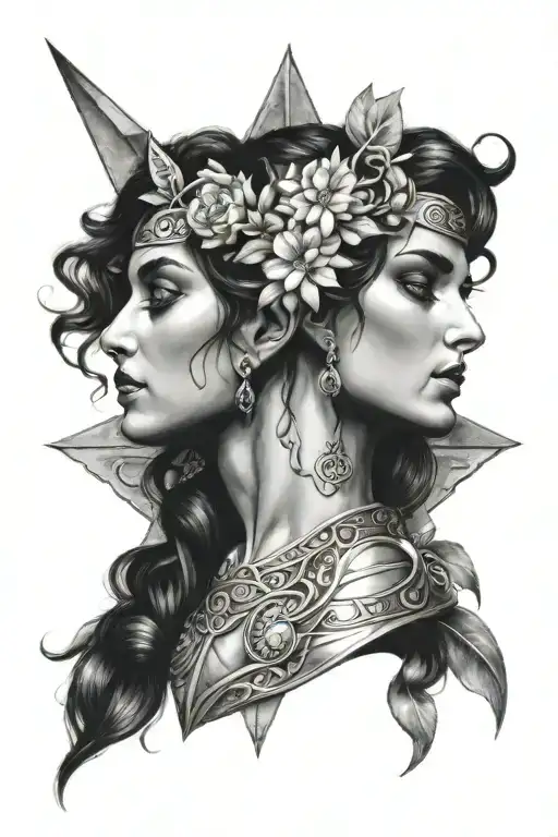 Nyx Greek goddess tattoo design idea