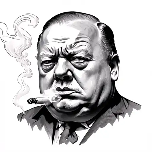 winston churchill smoking a joint tattoo design idea