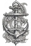 anchor compass rope intertwined tattoo design idea