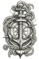 anchor compass rope intertwined tattoo design idea