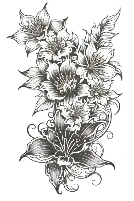 red Tokyo ghoul flower intertwined tattoo design idea