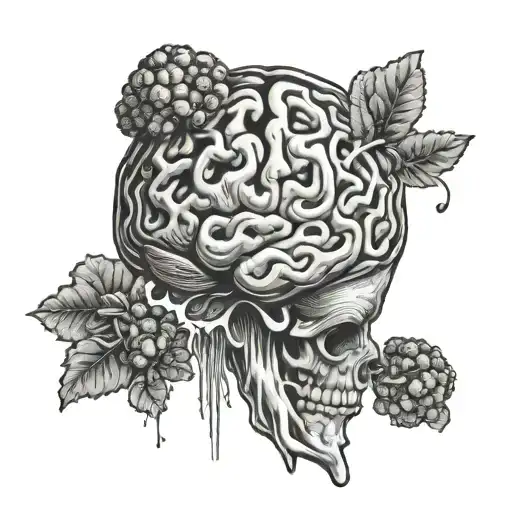 anatomically correct brain with cells surrounding the brain  tattoo design idea