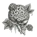 anatomically correct brain with cells surrounding the brain  tattoo design idea