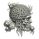anatomically correct brain with cells surrounding the brain  tattoo design idea