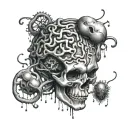 anatomically correct brain with cells surrounding the brain  tattoo design idea