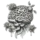 anatomically correct brain with cells surrounding the brain  tattoo design idea