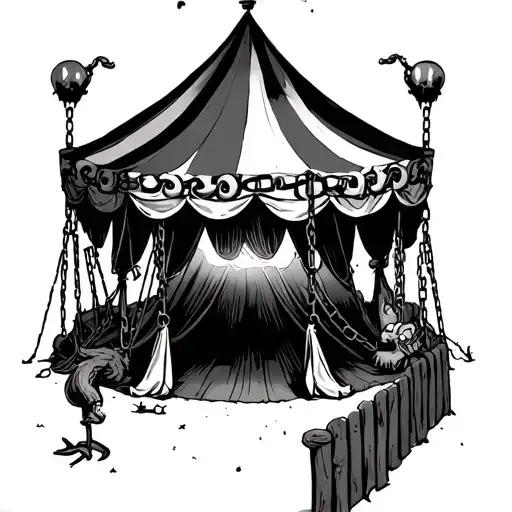 horror circus tent with chains  tattoo design idea