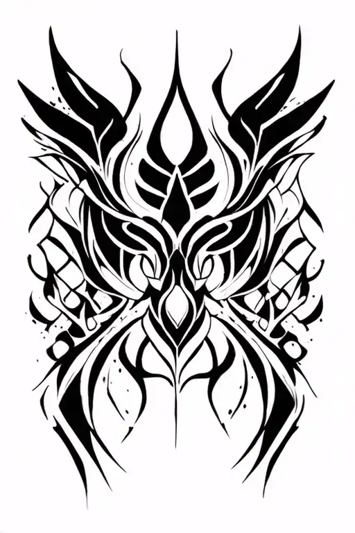 symmetrical abstract neo tribal style tattoo design idea