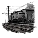 train tracks going into aushowits  dark sinister neonazi  tattoo design idea