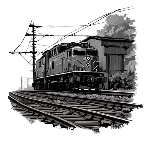 train tracks going into aushowits  dark sinister neonazi  tattoo design idea