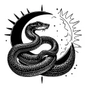 generate AI tattoo for a snake with the sun and moon in it tattoo design idea