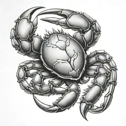 cancer 69 zodiac crab on elbow/tricep area tattoo design idea