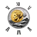 March 5 2025 Roman numerals, buffalo nickle and 1/2 oz gold coin with waves as filler  tattoo design idea