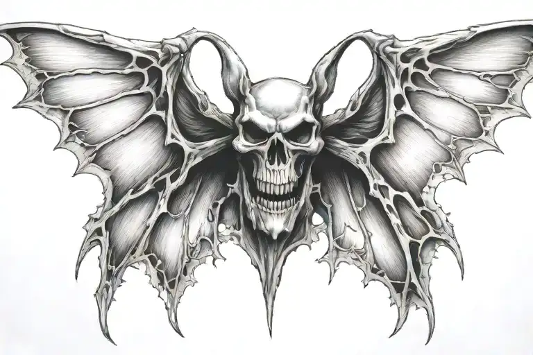 realistic  skeleton bat tattoo design idea