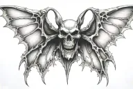 realistic  skeleton bat tattoo design idea
