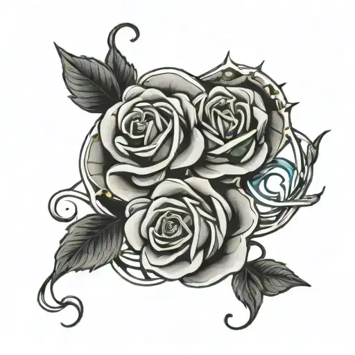 999 with roses intertwined tattoo design idea