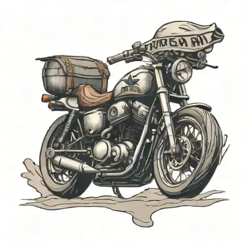 Beach, freedom and adventure motorcycle tattoo design idea