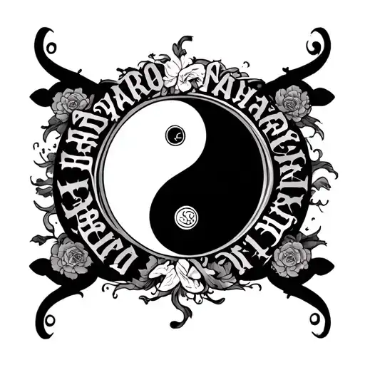 "Kéyaro Nayéli" ying yang name engraved tattoo design idea