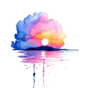 cotton candy colored sunset tattoo design idea