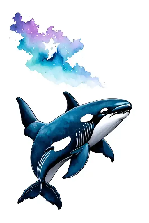Aurora Borealis and orca whale tattoo design idea