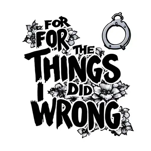"FOR THE THINGS I DID WRONG" a pair of handcuffs tattoo design idea