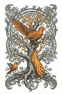 Phoenix Bird Inside A Tree Of Life tattoo design idea